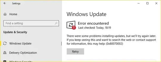 When trying to run Windows Update, expect to see an error.