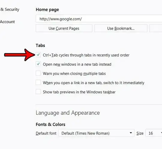 Firefox tab option