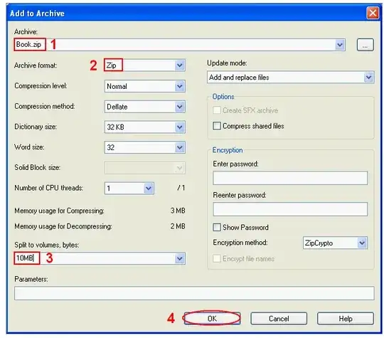 Split files in 7zip