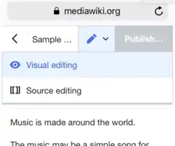 Toolbar with menu opened