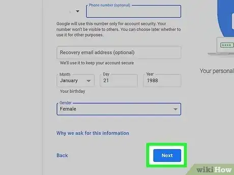 صورة عنوانها Make a Google Account Step 4