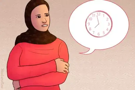 Gambar berjudul Hijabi Woman Discusses Time.png