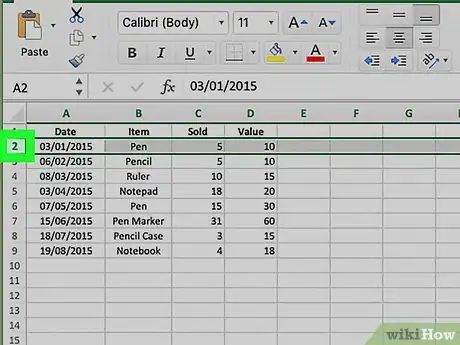 Imagem intitulada Insert Rows in Excel Using a Shortcut on PC or Mac Step 2