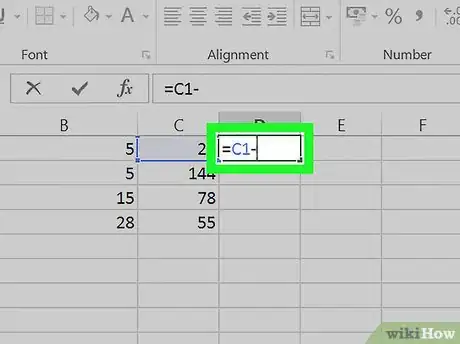 Imagem intitulada Subtract in Excel Step 7